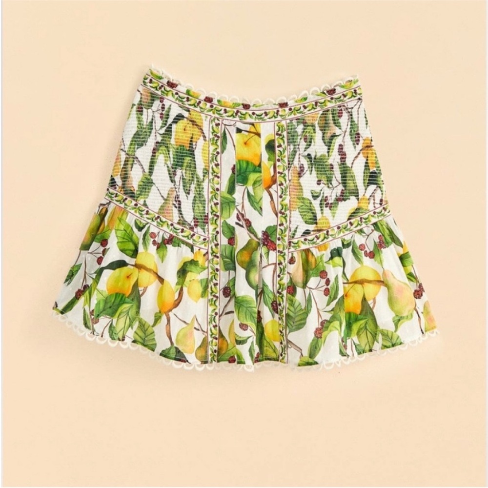 Farm Rio Off-White Fruit Orchard Mini Skirt Small